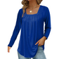 🔥Only £12.99 Last Day Promotion!🎁🌿 Cotton Elegant Pleated Square Neck Top