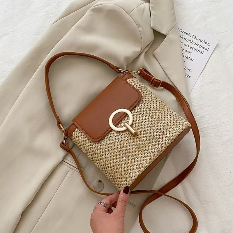 Women Straw Crossbody Handbag