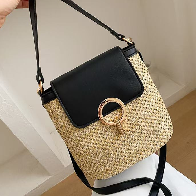 Women Straw Crossbody Handbag