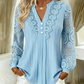 ✨New Arrivals & Special Offers-Women's Lace Patchwork V-Neck Long Sleeve Top