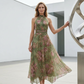 🎁💥Elegant Floral Print Halter Neck Maxi Dress