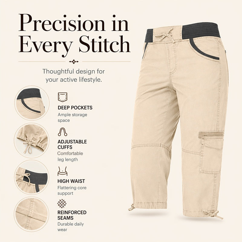 👖50% OFF NOW ! ✨Women's High-Waist Cargo Capri Pants – Breathable Cotton with Utility Pockets, Adjustable Cuffs Casual Summer Trousers