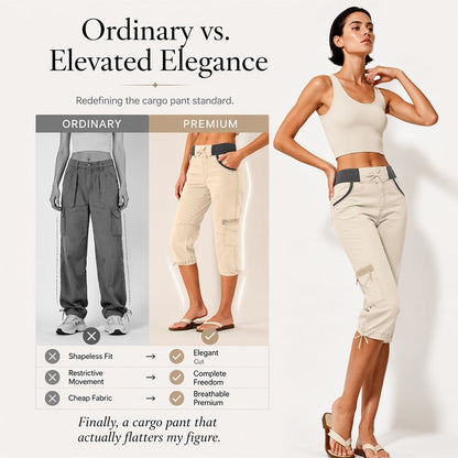 👖50% OFF NOW ! ✨Women's High-Waist Cargo Capri Pants – Breathable Cotton with Utility Pockets, Adjustable Cuffs Casual Summer Trousers
