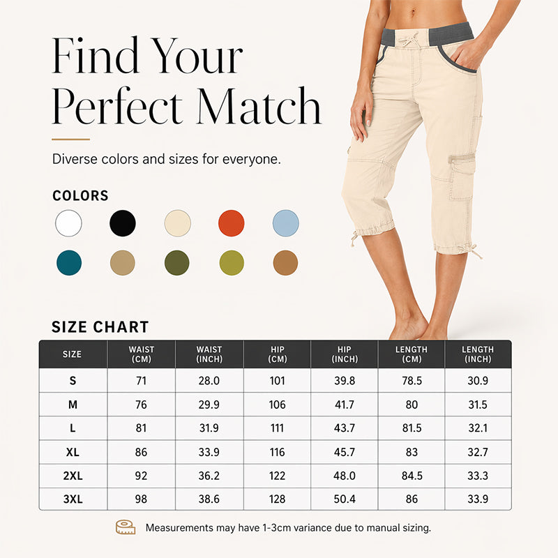 👖50% OFF NOW ! ✨Women's High-Waist Cargo Capri Pants – Breathable Cotton with Utility Pockets, Adjustable Cuffs Casual Summer Trousers