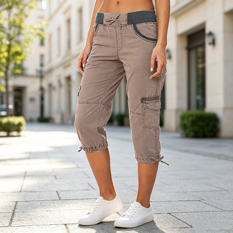👖50% OFF NOW ! ✨Women's High-Waist Cargo Capri Pants – Breathable Cotton with Utility Pockets, Adjustable Cuffs Casual Summer Trousers