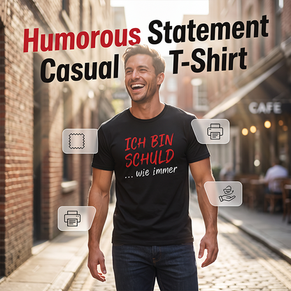 🏆Bestseller🏆Funny German Slogan Men's Black T-Shirt Casual Short Sleeve Crew Neck Top