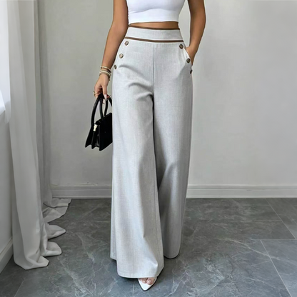 ⌛Limited-time offer-Women's High-Waisted Wide-Leg Pants with Contrast Trim