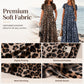 ⏳🔥LIMITED-TIME ! ⏰Women's Leopard Print Maxi Dress with Pockets Casual Short Sleeve Long Dress