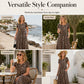 ⏳🔥LIMITED-TIME ! ⏰Women's Leopard Print Maxi Dress with Pockets Casual Short Sleeve Long Dress