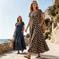 ⏳🔥LIMITED-TIME ! ⏰Women's Leopard Print Maxi Dress with Pockets Casual Short Sleeve Long Dress