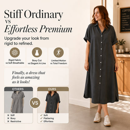 ✨Loose-Fit Denim Dress with Button Placket – Timeless Wardrobe Staple for Weekends or Travel 🍃