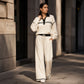 Women's Stripe Patchwork Sweatshirt & Wide-Leg Pants Set