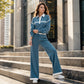Women's Stripe Patchwork Sweatshirt & Wide-Leg Pants Set