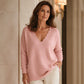 Women's Scalloped V-Neck Knit Sweater