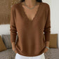 Women's Scalloped V-Neck Knit Sweater