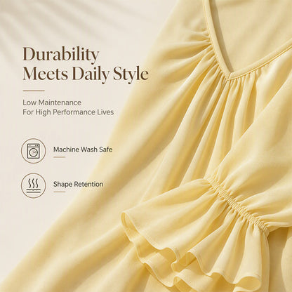 Women's Elegant Solid Color V-Neck Blouse