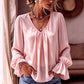 Women's Elegant Solid Color V-Neck Blouse