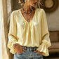 Women's Elegant Solid Color V-Neck Blouse