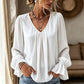 Women's Elegant Solid Color V-Neck Blouse