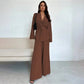 Women’s Elegant V-Neck Top & Wide-Leg Pants 2-Piece Set