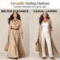Women Long Sleeve Shirt Maxi Dress with Belt Classic Turndown Collar Holiday Resort Long Dress