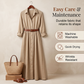 Women Long Sleeve Shirt Maxi Dress with Belt Classic Turndown Collar Holiday Resort Long Dress