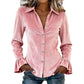 ☀️👚New Arrivals - Velvet Ruffle Cuff Top – Soft Drape & Polished Button-Front for Work or Weekend