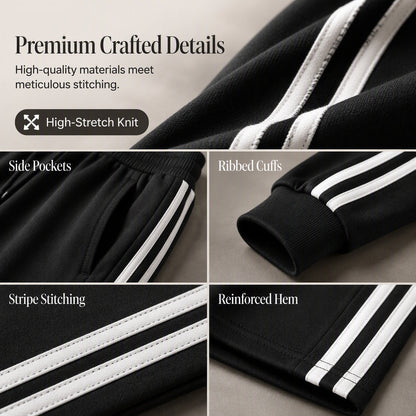 ⌛Limited-time offer-Women's Two-Piece Casual Set V-Neck Long Sleeve Top and Wide Leg Striped Pants Outfit