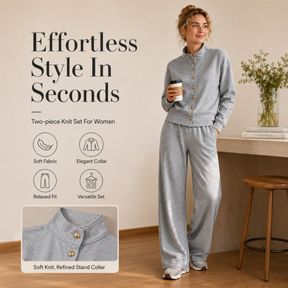 🌸💖Women's Button-Down Cardigan & Wide-Leg Pants Set