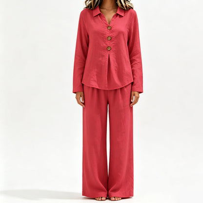 Women's Casual Long-Sleeve Top & Pants 2-Piece Set