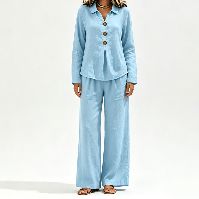 Women's Casual Long-Sleeve Top & Pants 2-Piece Set