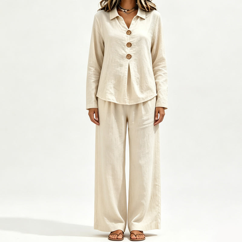 Women's Casual Long-Sleeve Top & Pants 2-Piece Set