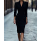 Elegant Stand Collar V-Neck Bodycon Dress