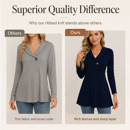 🌸✨Women's V Neck Ribbed Knit Casual Top