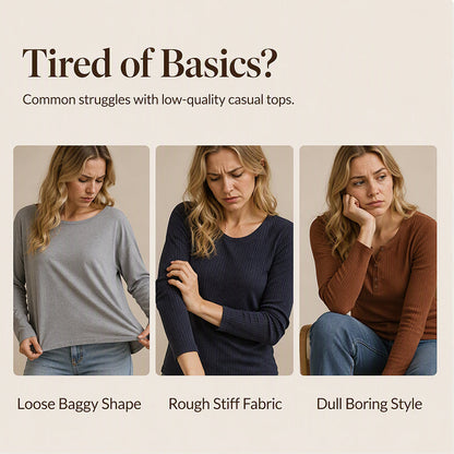 🌸✨Women's V Neck Ribbed Knit Casual Top