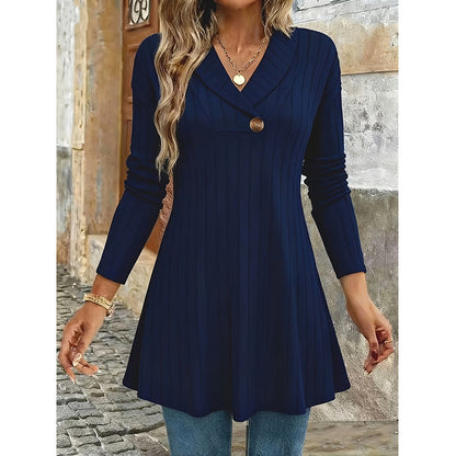 🌸✨Women's V Neck Ribbed Knit Casual Top