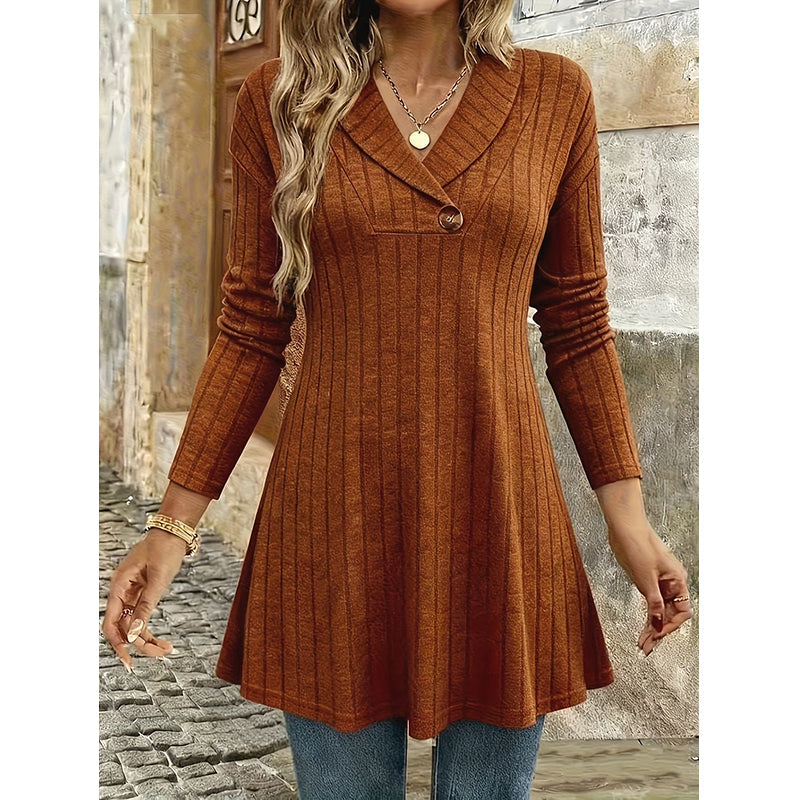 🌸✨Women's V Neck Ribbed Knit Casual Top