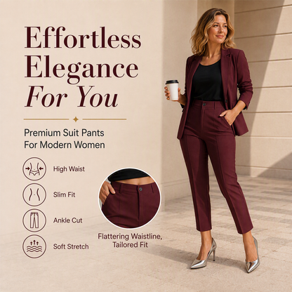 Women's High Waisted Cropped Suit Pants