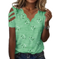 Women’s Scalloped V-Neck Heart Print T-Shirt