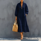 Women's Half-Zip Stand Collar Dress with Lantern Sleeves