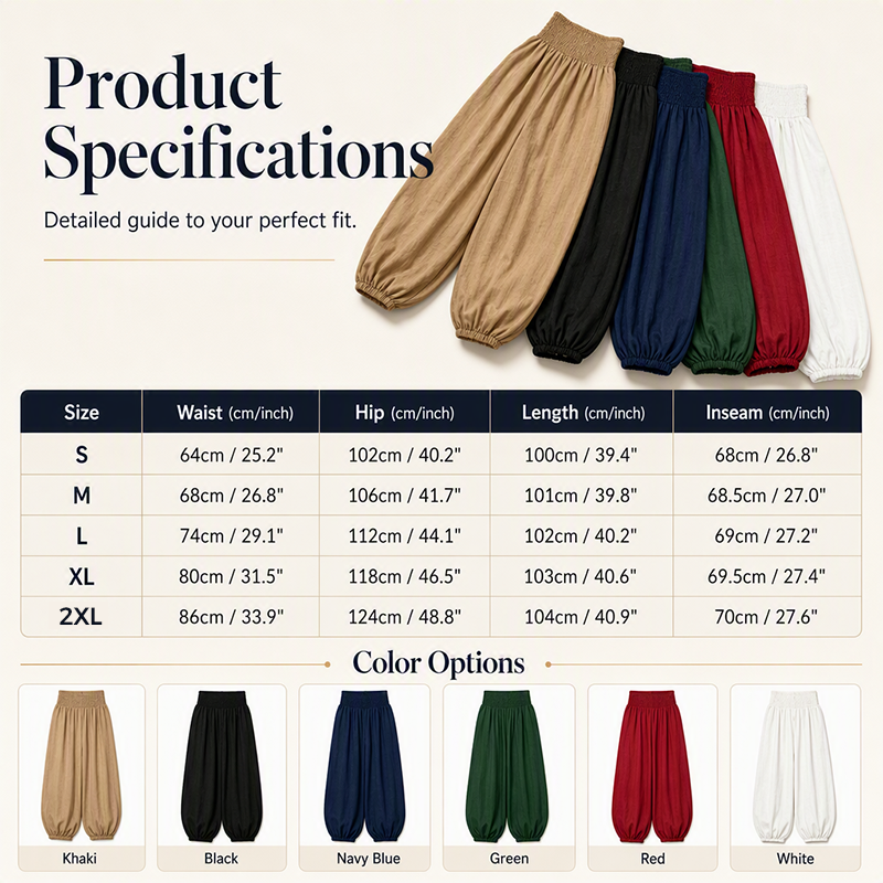 Women's Casual Smocked Waist Harem Pants