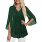 Women's Sparkly Split Flare Sleeve Top