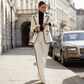 ✨New Arrivals & Special Offers-Women's Contrast Trim Blazer and Pant Set