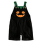Kids Halloween Pumpkin Corduroy Overalls Suspender Shorts with Pockets