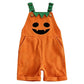 Kids Halloween Pumpkin Corduroy Overalls Suspender Shorts with Pockets