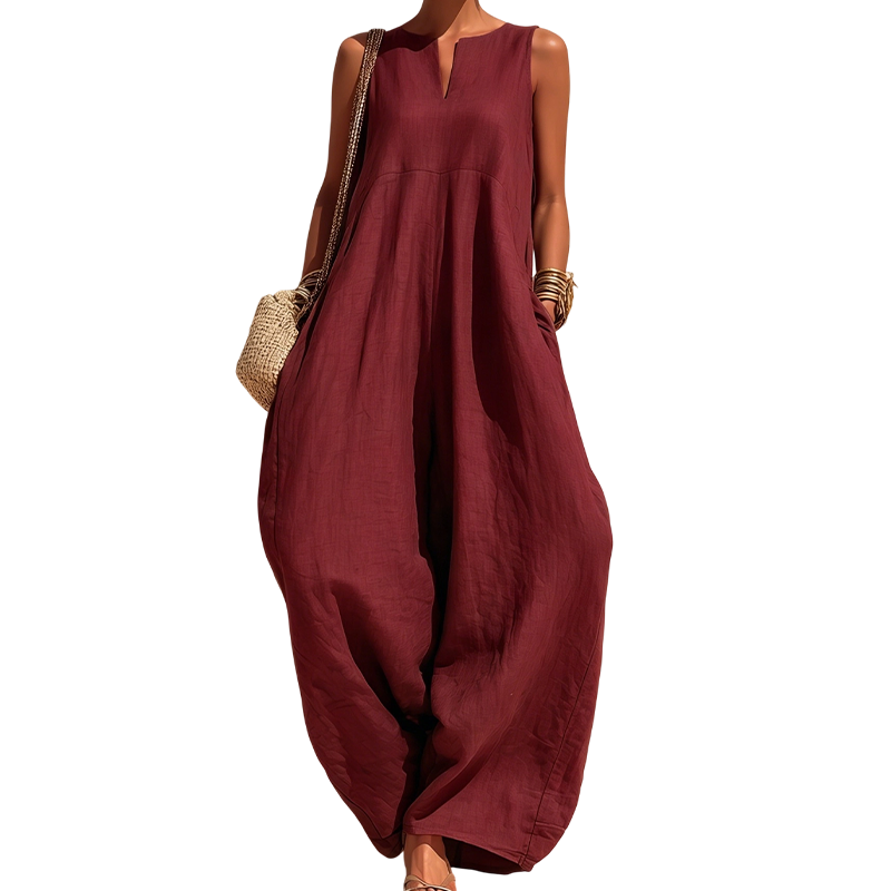 🌸Women's Sleeveless V-Neck Wide-Leg Jumpsuit with Pockets