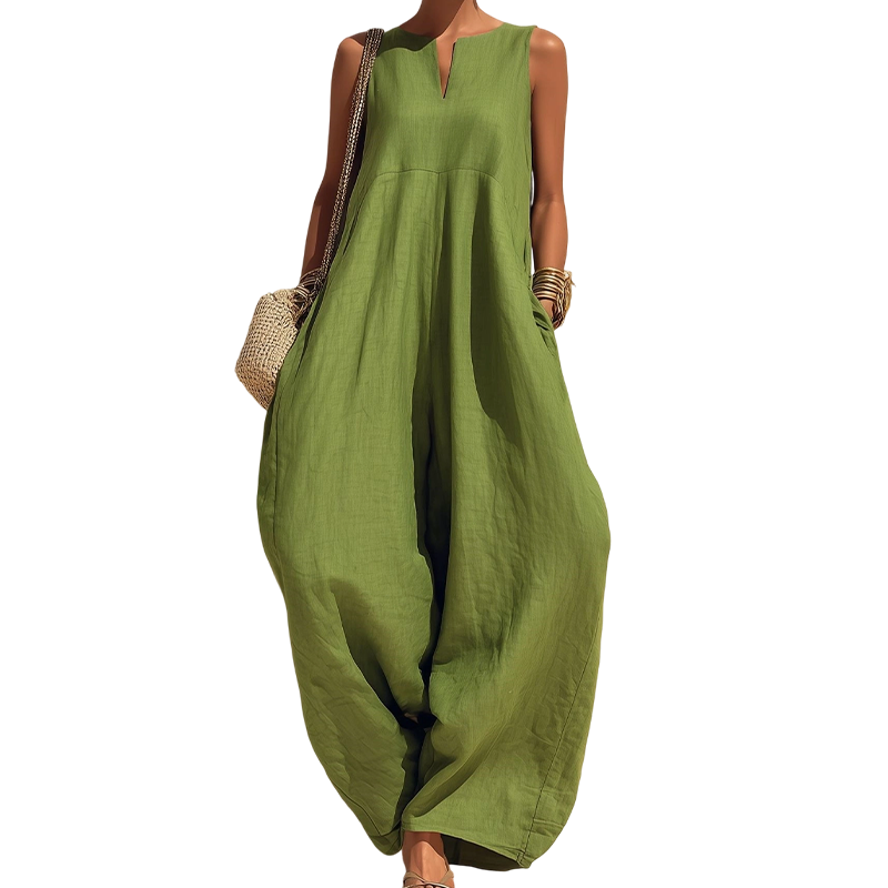 🌸Women's Sleeveless V-Neck Wide-Leg Jumpsuit with Pockets