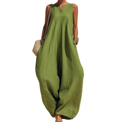 🌸Women's Sleeveless V-Neck Wide-Leg Jumpsuit with Pockets
