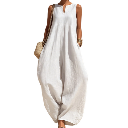 🌸Women's Sleeveless V-Neck Wide-Leg Jumpsuit with Pockets