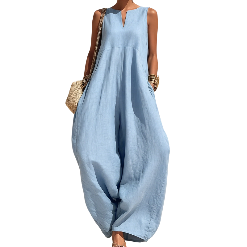 🌸Women's Sleeveless V-Neck Wide-Leg Jumpsuit with Pockets